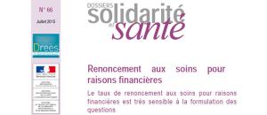 Parution Drees, dans la Collection Solidarité et Santé du n° 66, juillet 2015