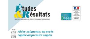 Parution DREES dans la Collection Études & Résultats du n° 923 juillet 2015 : profession aide-soignant